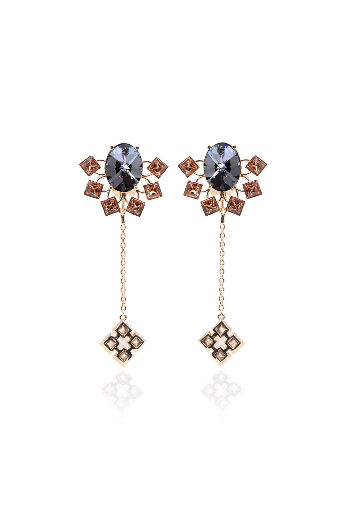 esme folk earrings gold and grey fashion jewellery indian designer wear online shopping melange singapore