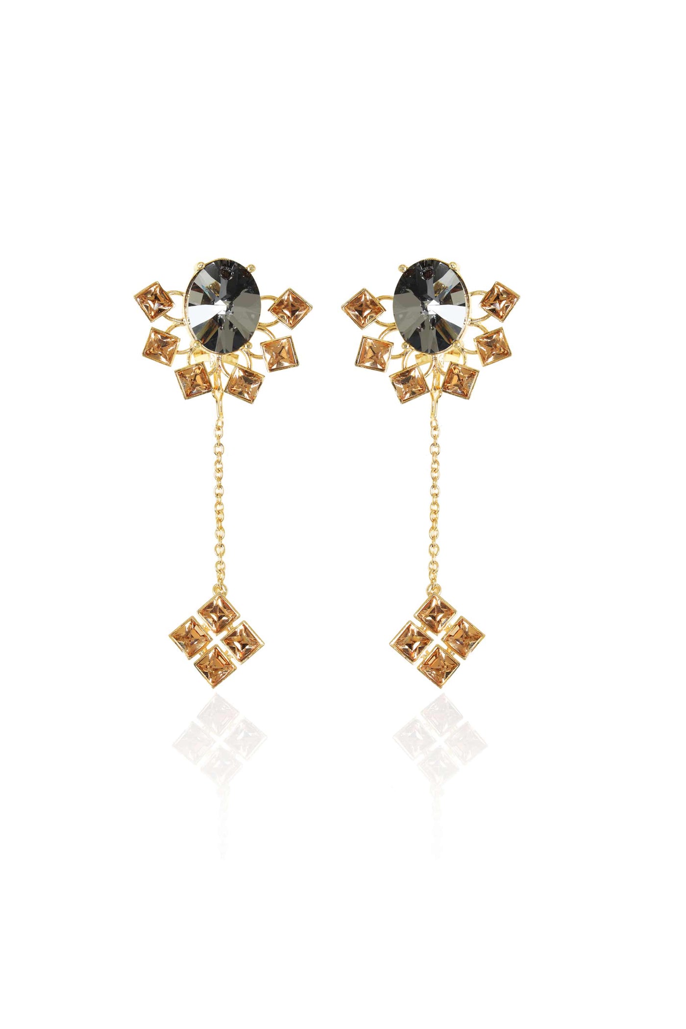 esme folk earrings light gold and grey fashion jewellery indian designer wear online shopping melange singapore