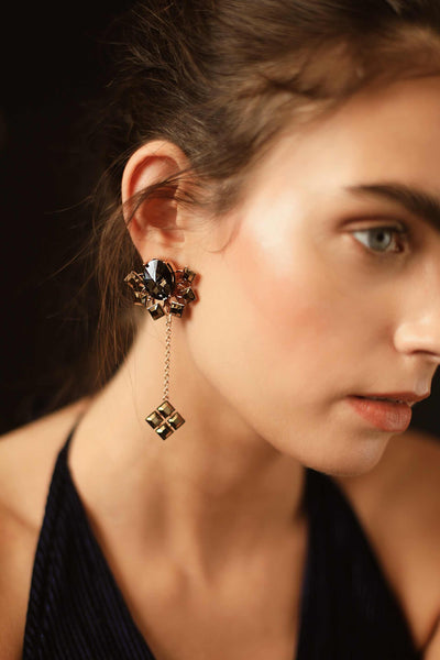esme folk earrings light gold and grey fashion jewellery indian designer wear online shopping melange singapore