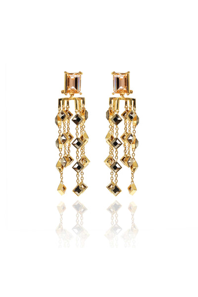esme kathak earrings pink gold and metallic grey fashion jewellery indian designer wear online shopping melange singapore