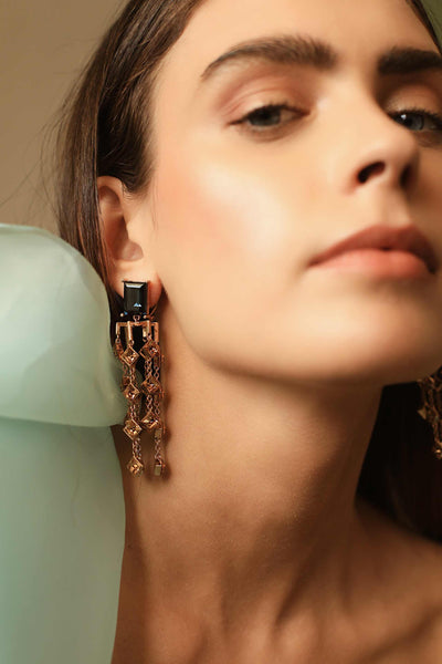 esme kathak earrings smoky quartz and gold fashion jewellery indian designer wear online shopping melange singapore