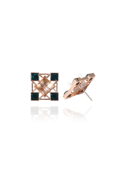 esme quadrille earrings green and gold fashion jewellery indian designer wear online shopping melange singapore