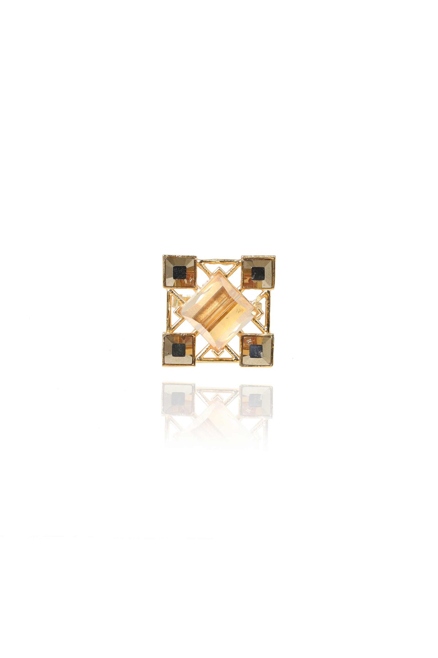 esme quadrille earrings metallic grey and gold fashion jewellery indian designer wear online shopping melange singapore