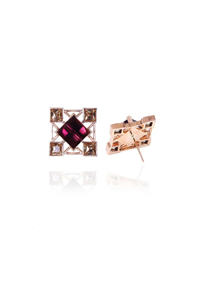 esme quadrille earrings purple and gold fashion jewellery indian designer wear online shopping melange singapore