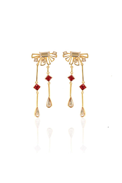 esme waltz earrings gold and red fashion jewellery indian designer wear online shopping melange singapore