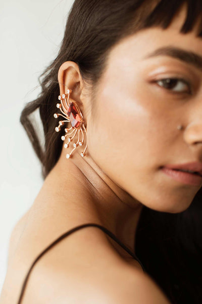 Esme Crane Earrings Red fashion jewellery online shopping melange singapore indian designer wear