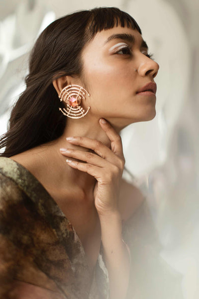 Esme Falcon Earrings coral fashion jewellery online shopping melange singapore indian designer wear