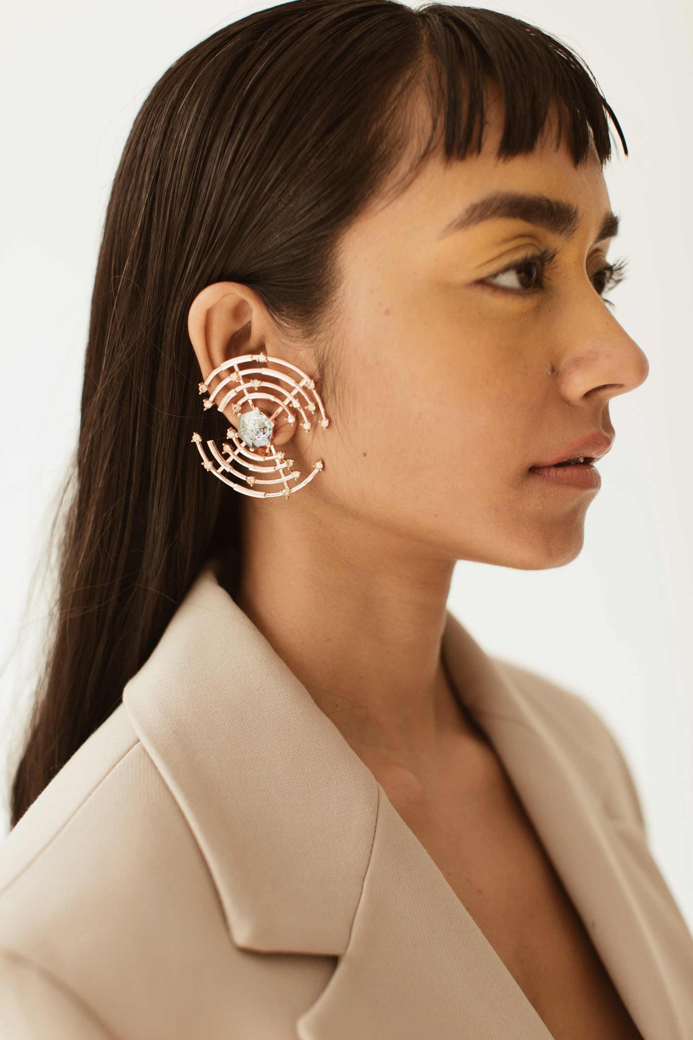Esme Falcon Earrings Grey fashion jewellery online shopping melange singapore indian designer wear