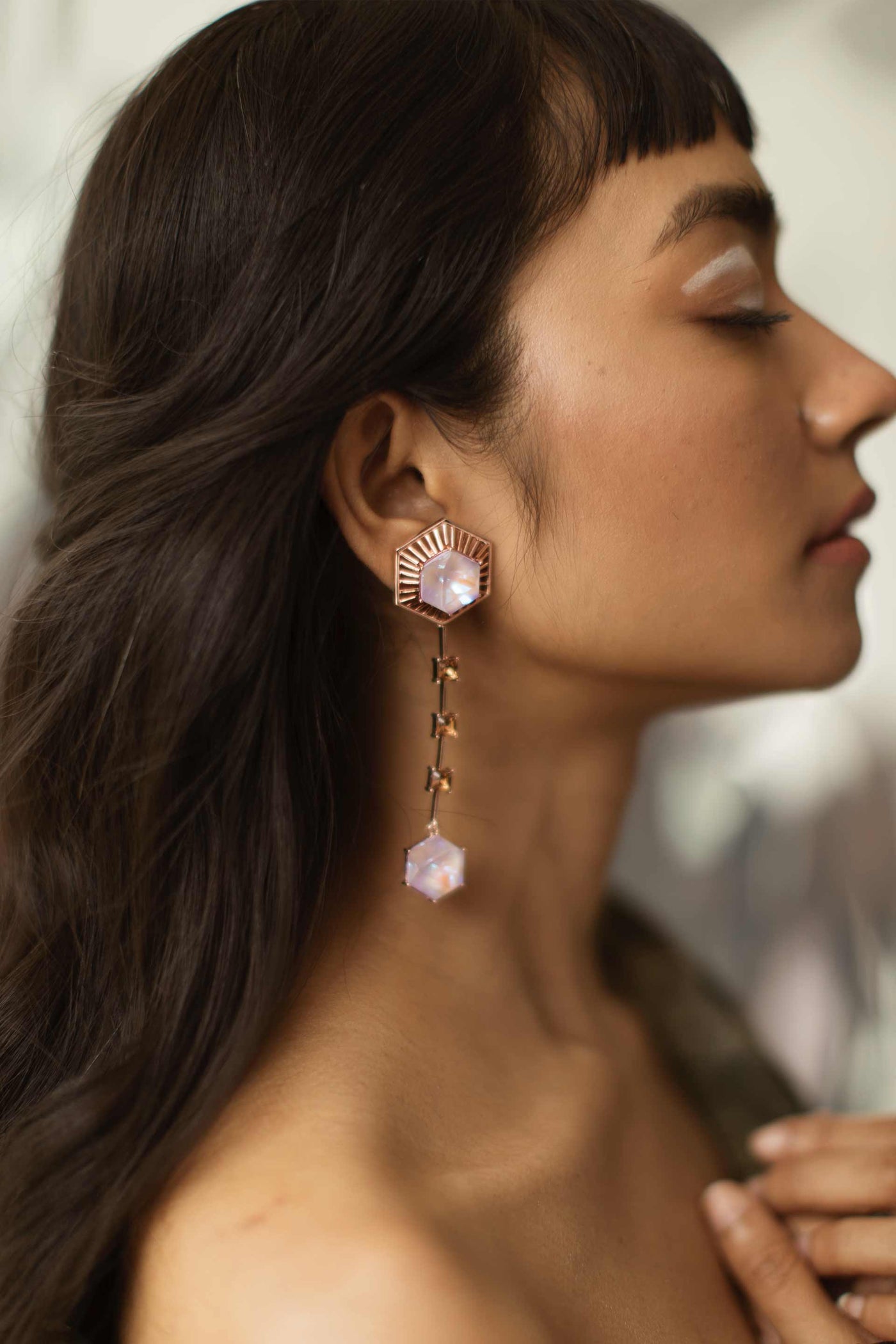 Esme Flamingo Earrings Purple fashion jewellery online shopping melange singapore indian designer wear