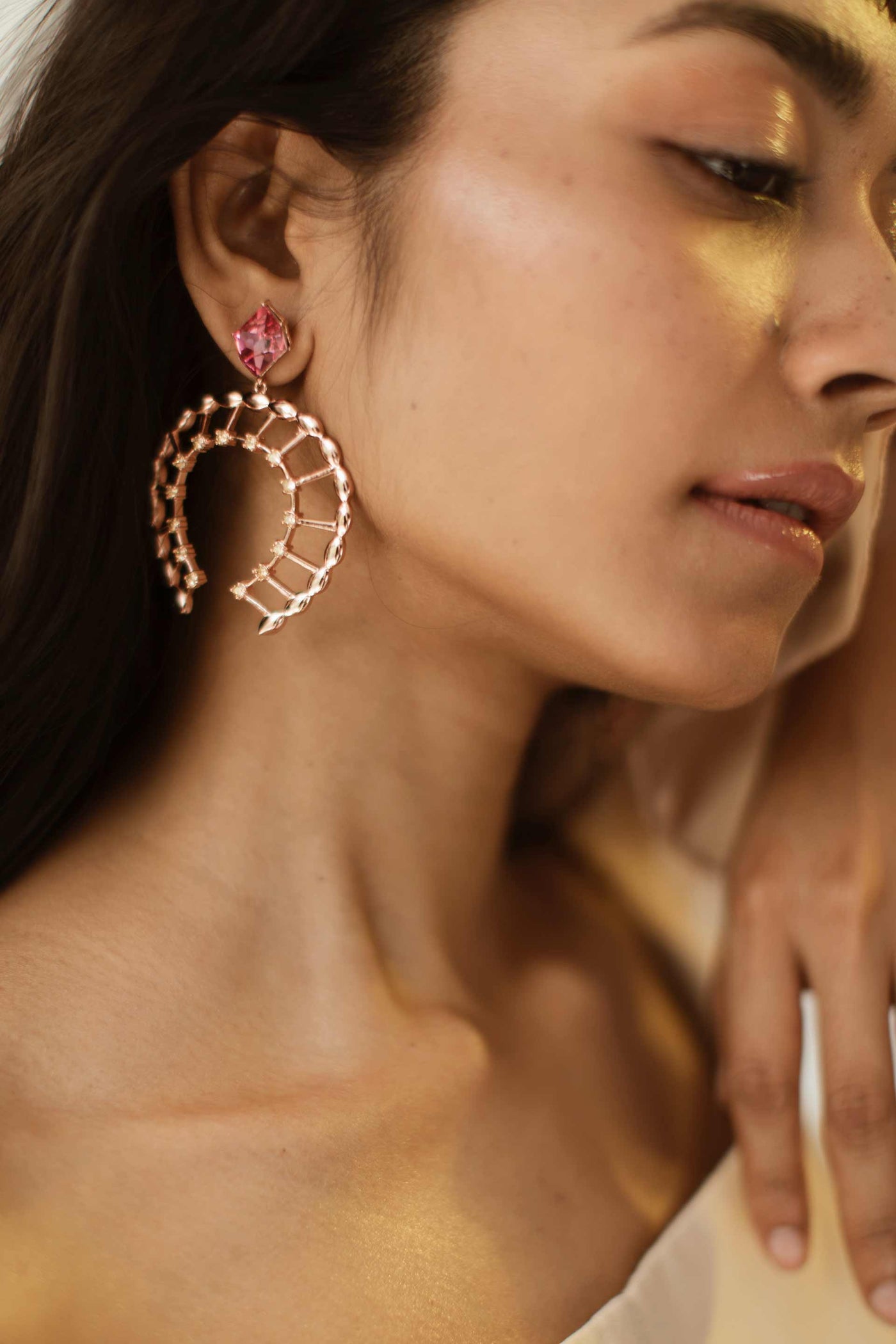 Esme Goose Earrings rose Pink fashion jewellery online shopping melange singapore indian designer wear