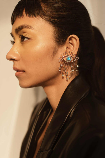 Esme Owl Earrings Blue fashion jewellery online shopping melange singapore indian designer wear