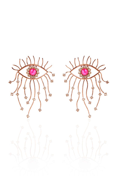 Esme Owl Earrings pink fashion jewellery online shopping melange singapore indian designer wear