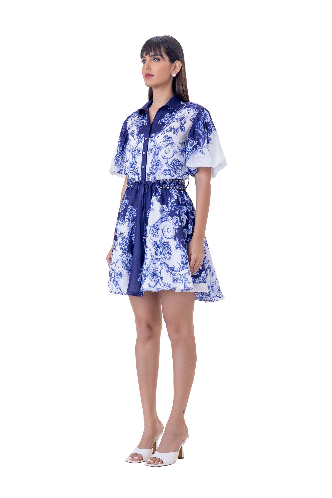 gaya Asa Dress white blue western indian designer wear online shopping melange singapore
