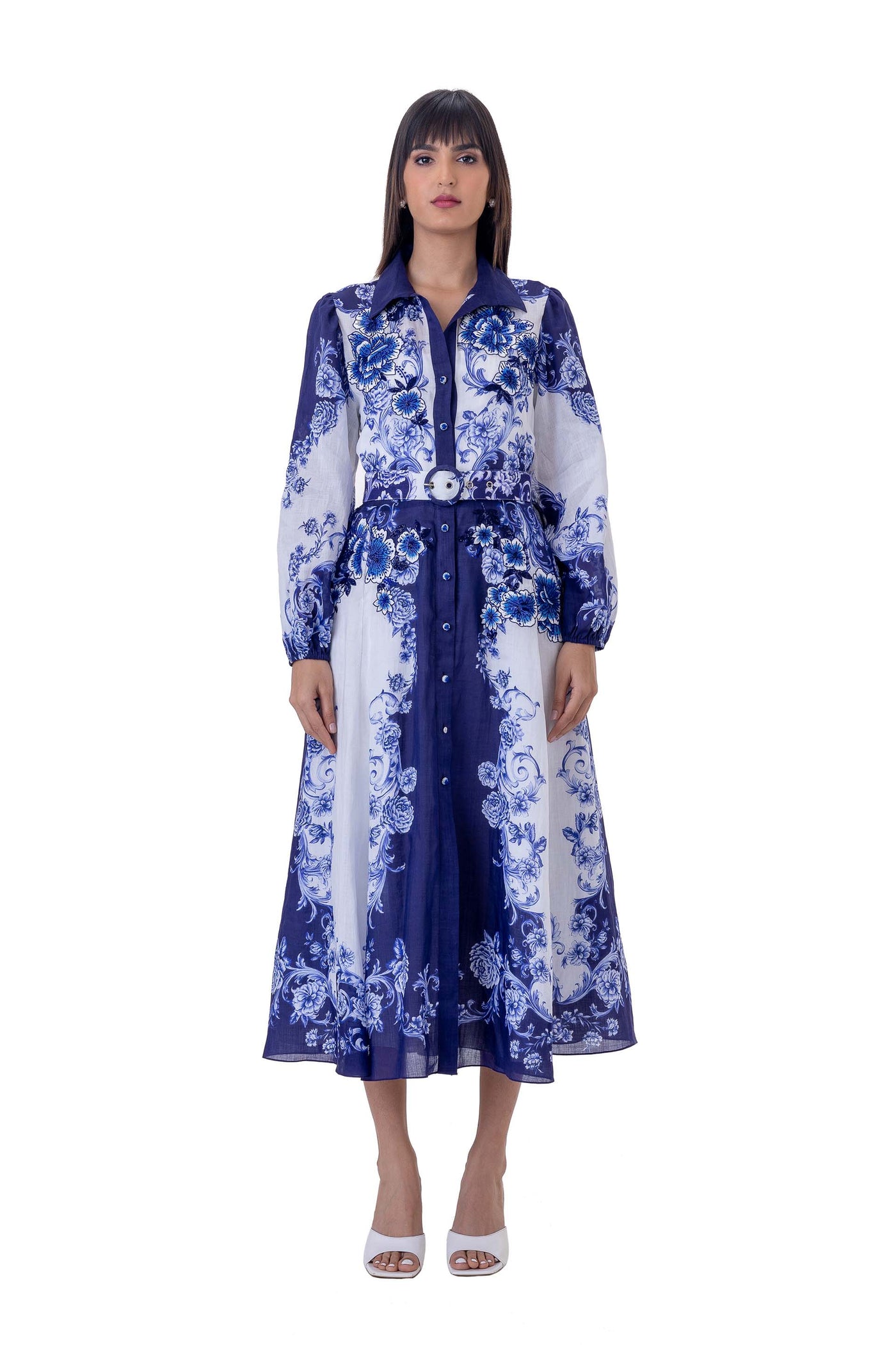 gaya Melody Dress white blue western indian designer wear online shopping melange singapore
