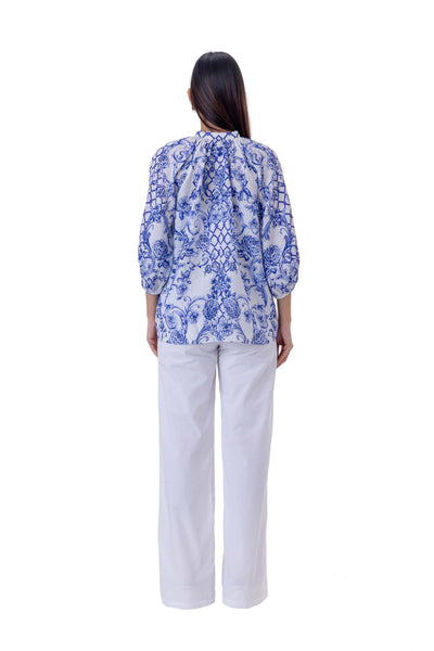 gaya Viole Top white blue western indian designer wear online shopping melange singapore