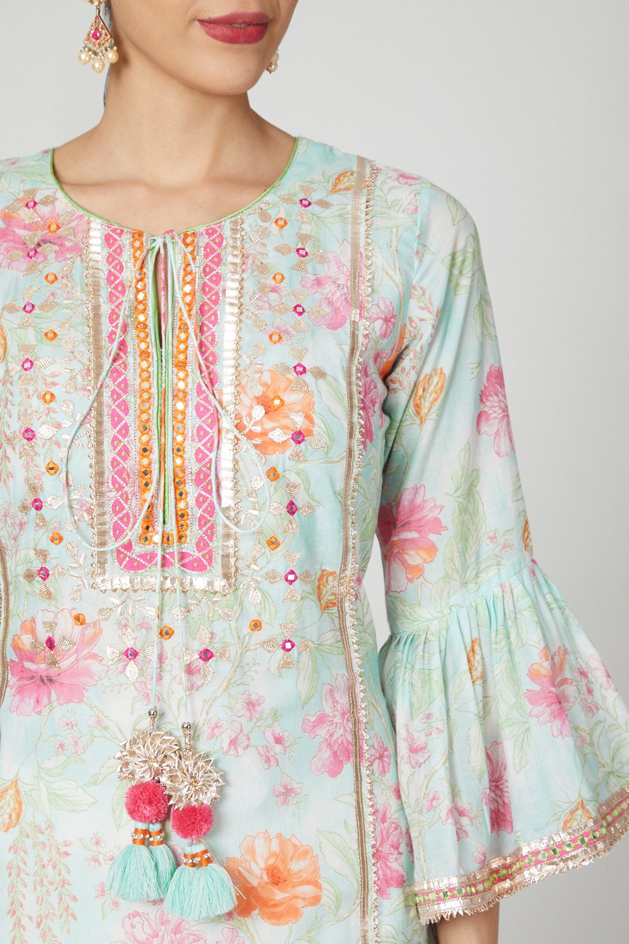 Gopi vaid - Sitara - Utsav Blue Tunic - Indian Designer wear Online Shopping