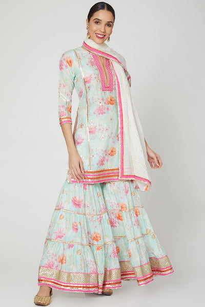 Gopi vaid - Sitara - Utsav Blue Sharara Set - Indian Designer wear Online Shopping