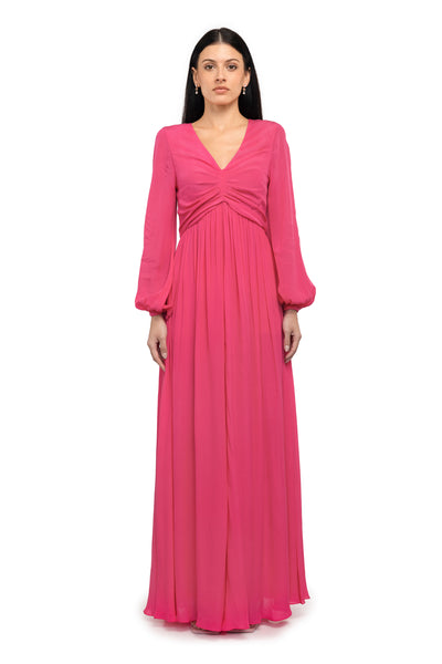 Gaya Ruched pink maxi dress western indian designer wear online shopping melange singapore