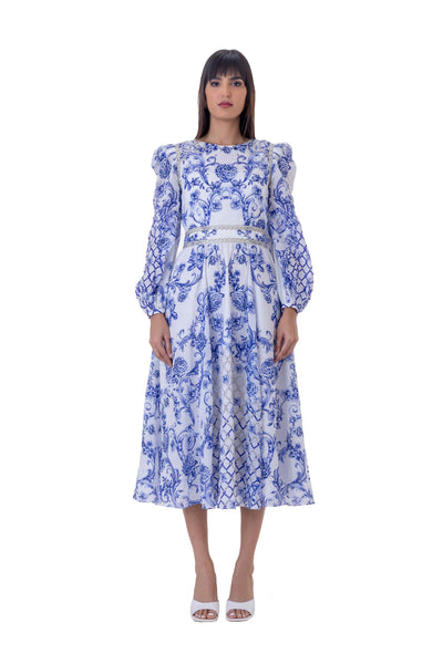 gaya Coreli Dress white blue western indian designer wear online shopping melange singapore