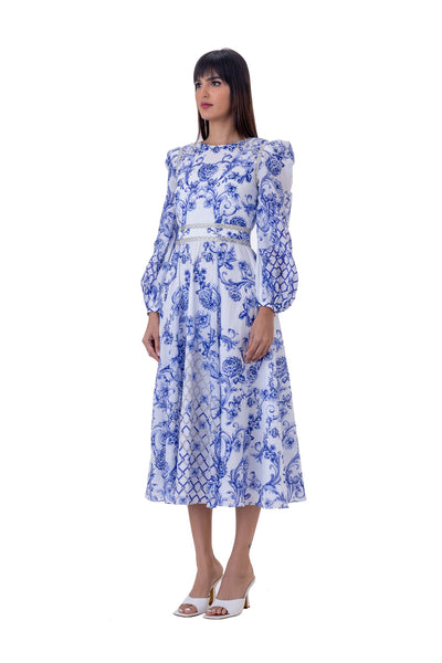 gaya Coreli Dress white blue western indian designer wear online shopping melange singapore