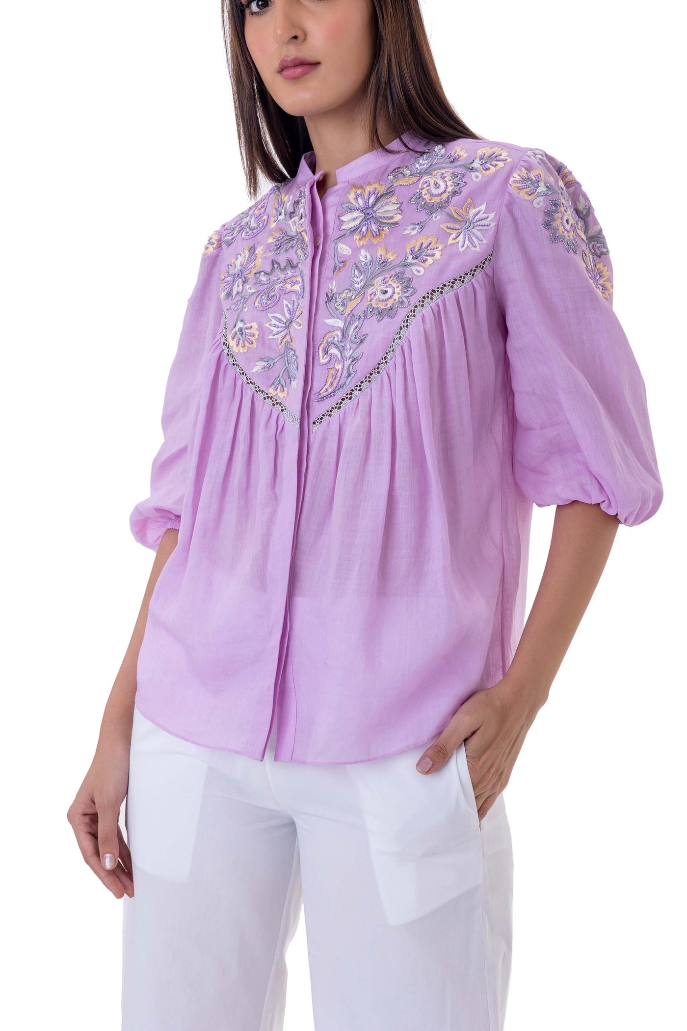 gaya Elli Top purple western indian designer wear online shopping melange singapore