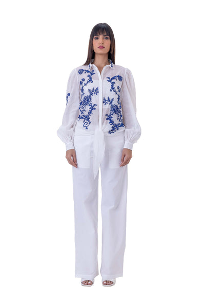 gaya Opera Shirt white blue western indian designer wear online shopping melange singapore
