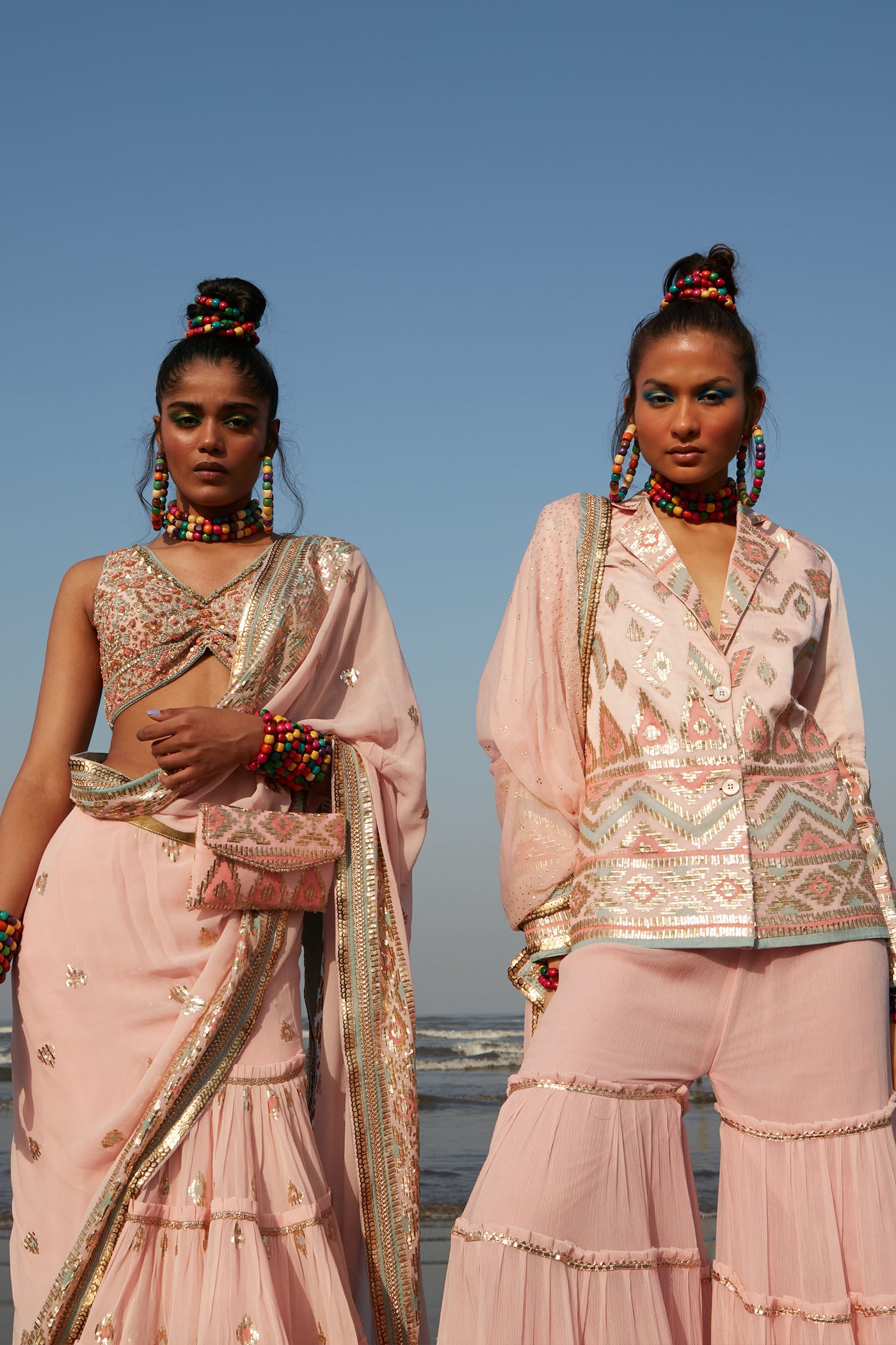 Gopi Vaid Afreen Blazer With Sharara Rose Festive Indian Designer Wear Online Shopping Melange Singapore
