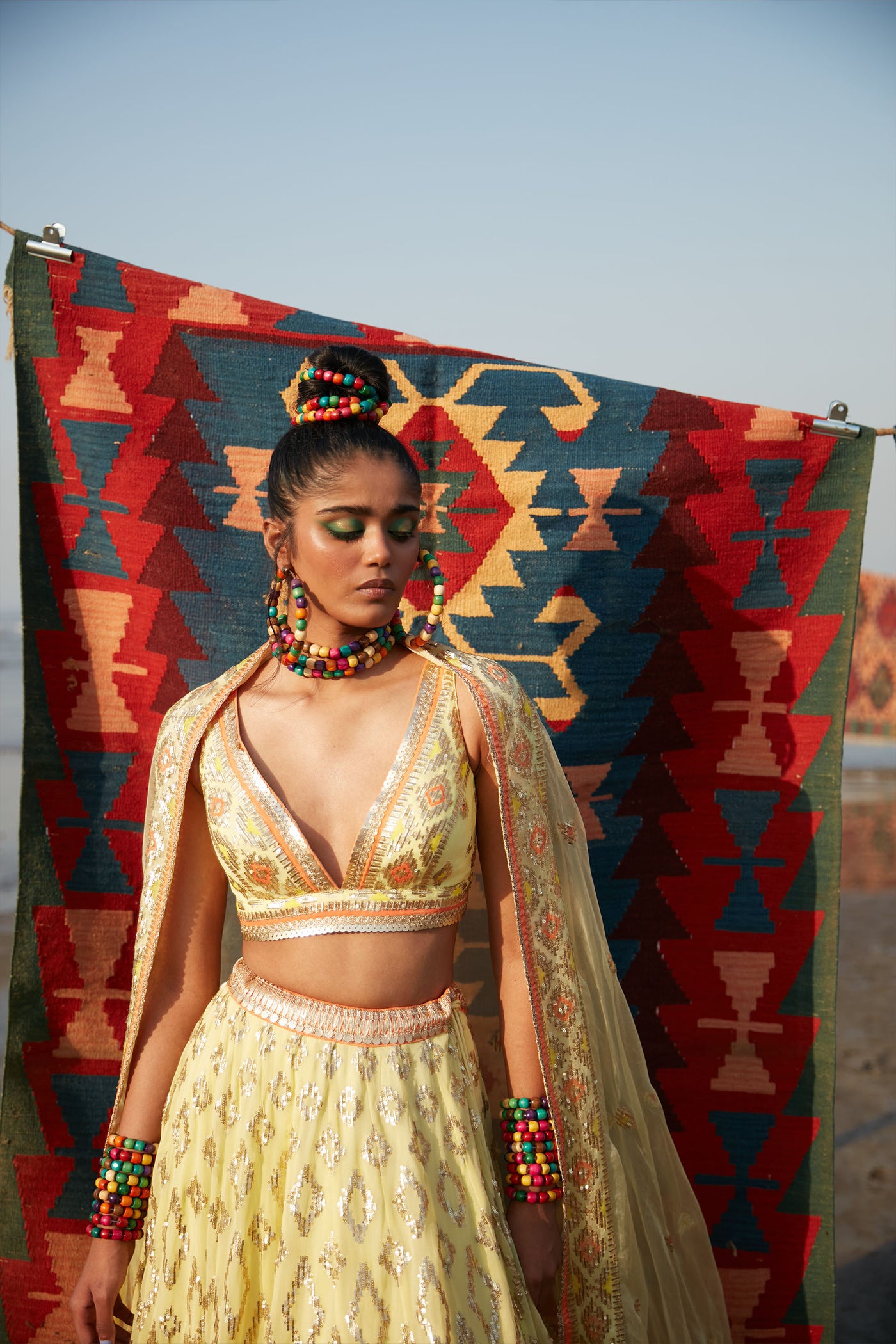 Gopi Vaid Alia Kali Lehenga Set Yellow Festive Indian Designer Wear Online Shopping Melange Singapore