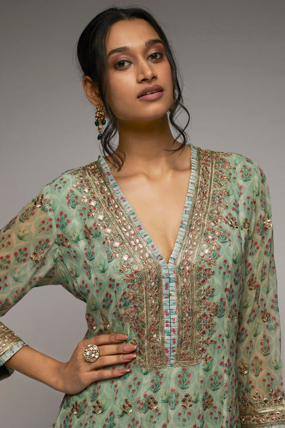 Gopi Vaid Nusrat dhoti set turquoise indian designer womenswear fashion online shopping melange singapore