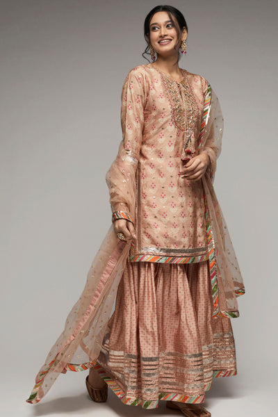 Gopi Vaid Tilla short garara set pink indian designer womenswear fashion online shopping melange singapore