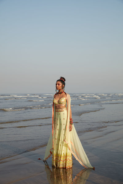 Gopi Vaid Arzu Cape Pant Set Yellow Festive Indian Designer Wear Online Shopping Melange Singapore