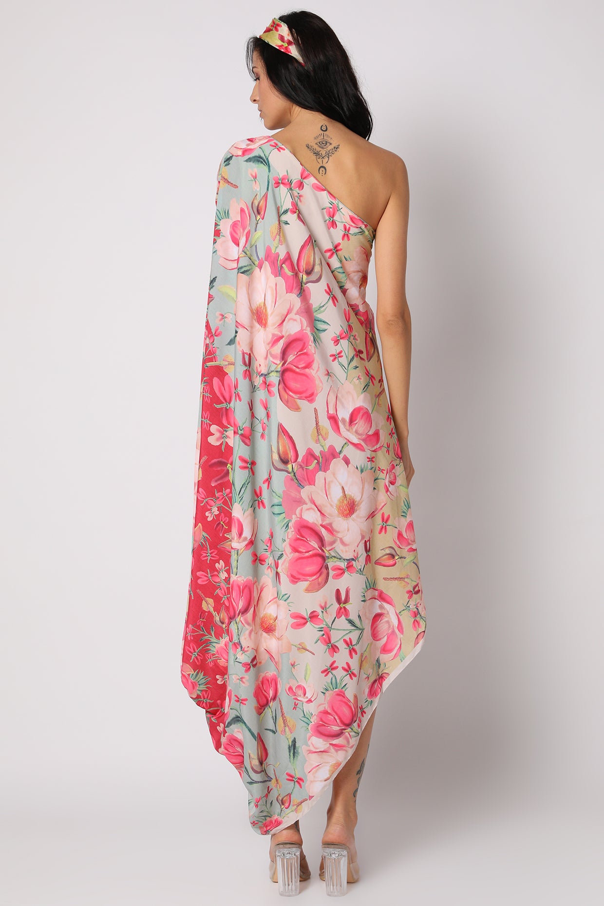 gopi vaid Khushi One Shoulder Dress with Belt pink online shopping melange singapore indian designer wear