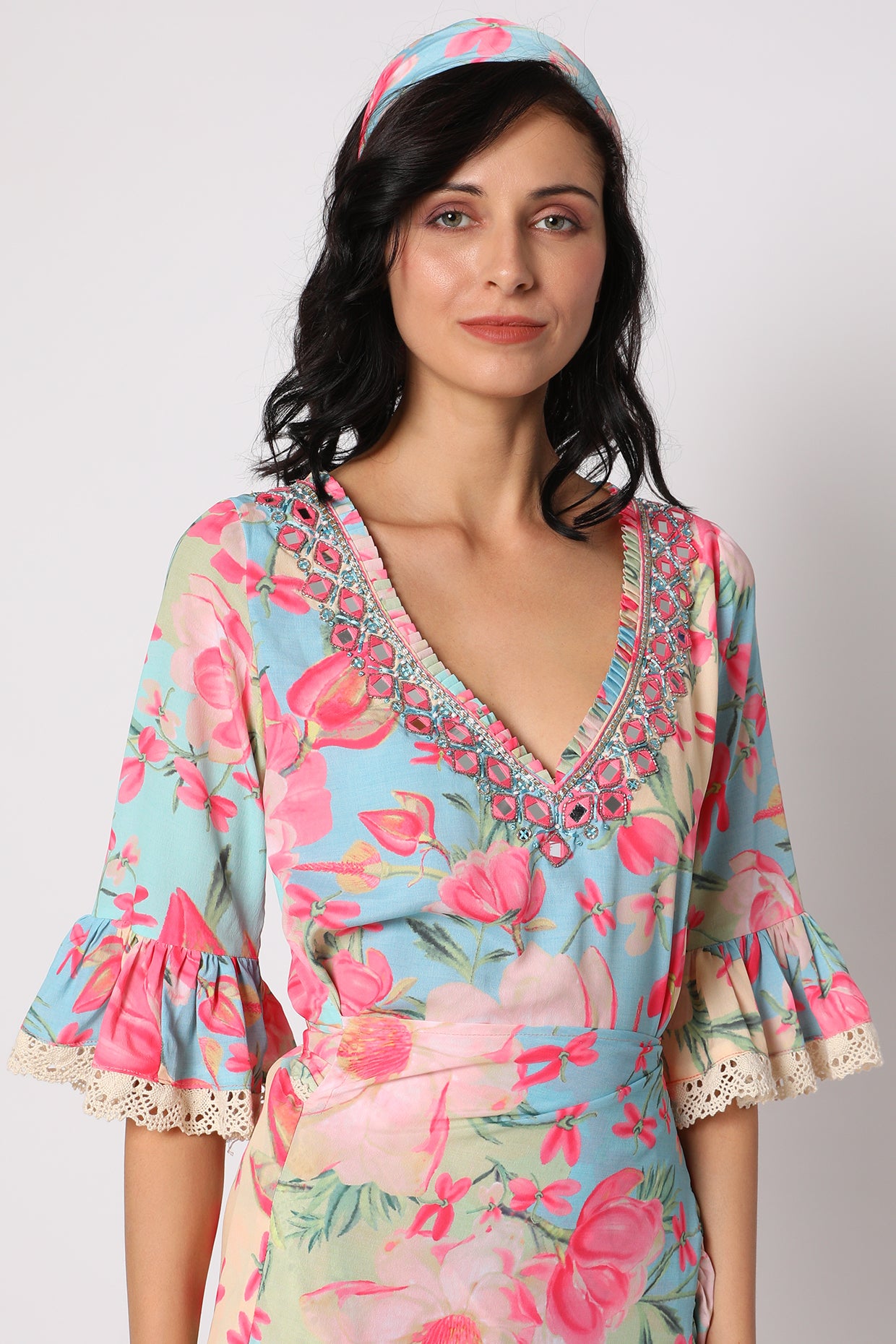 gopi vaid Khushi Wrap Dress blue online shopping melange singapore indian designer wear