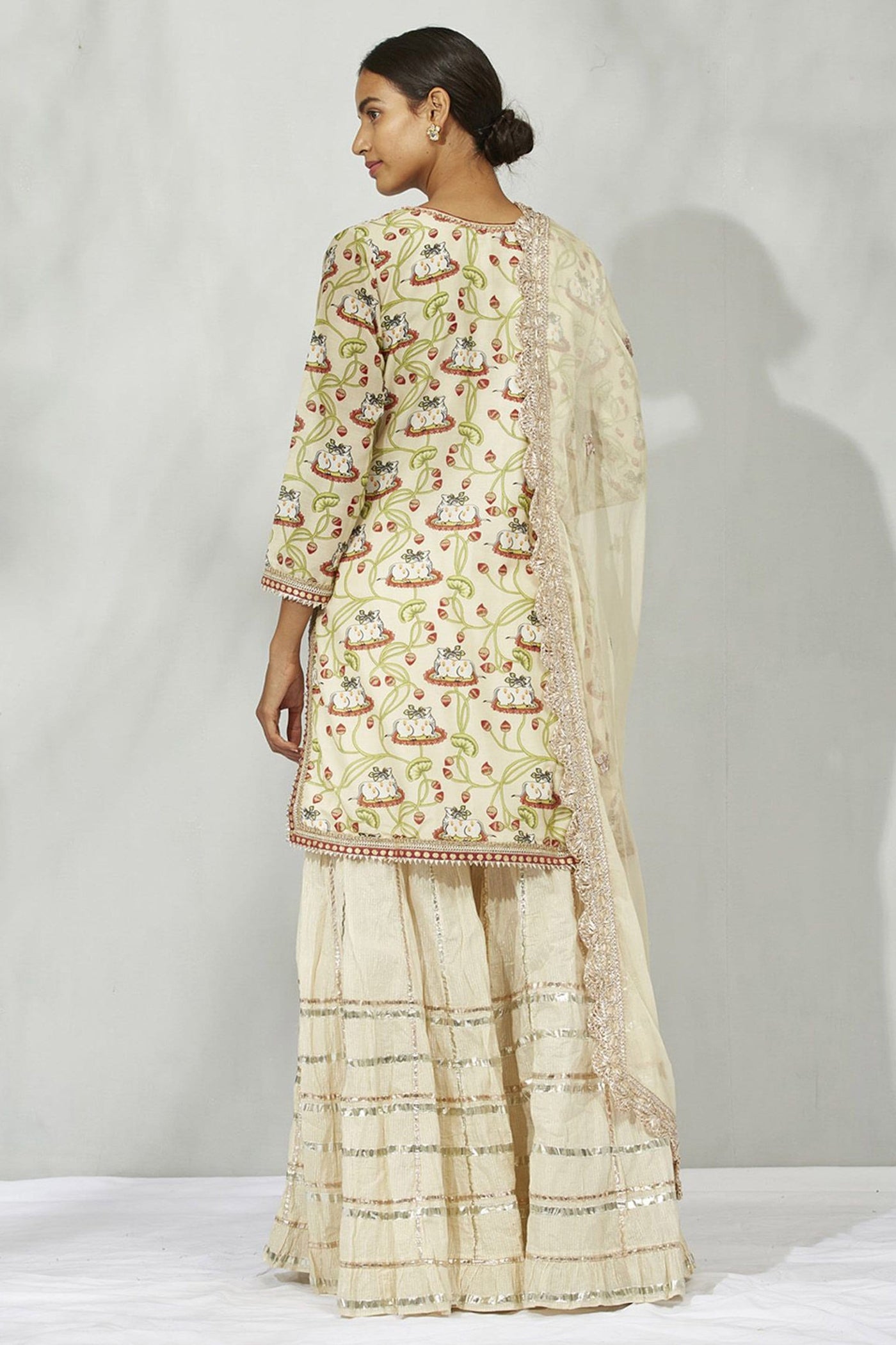 Beige Krsna Sharara set