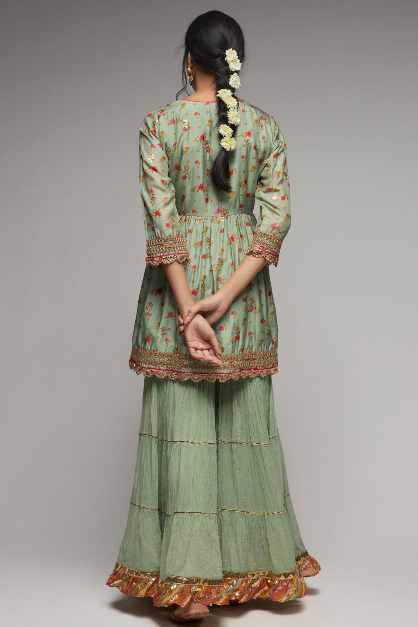 Gopi Vaid Rashida Peplum Sharara Set Blue indian designer womenswear fashion online shopping melange singapore
