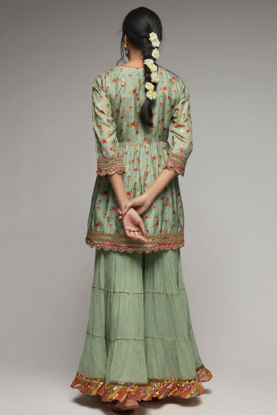 Gopi Vaid Rashida Peplum Sharara Set Blue indian designer womenswear fashion online shopping melange singapore