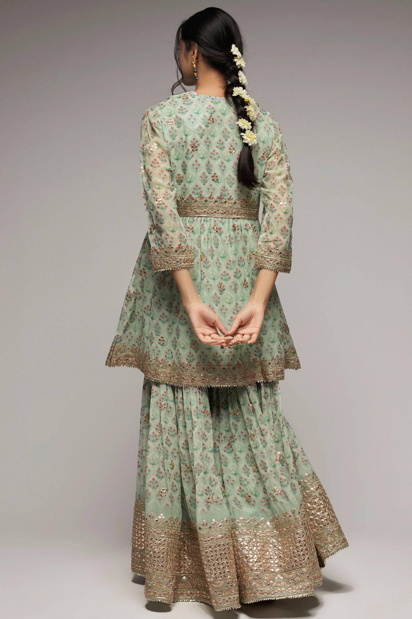 Gopi Vaid Nusrat peplum sharara set blue indian designer womenswear fashion online shopping melange singapore