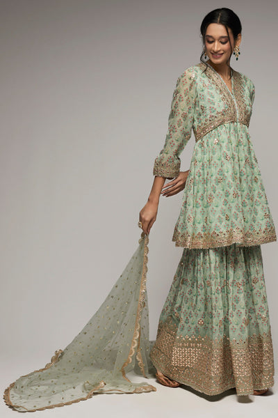 Gopi Vaid Nusrat peplum sharara set blue indian designer womenswear fashion online shopping melange singapore