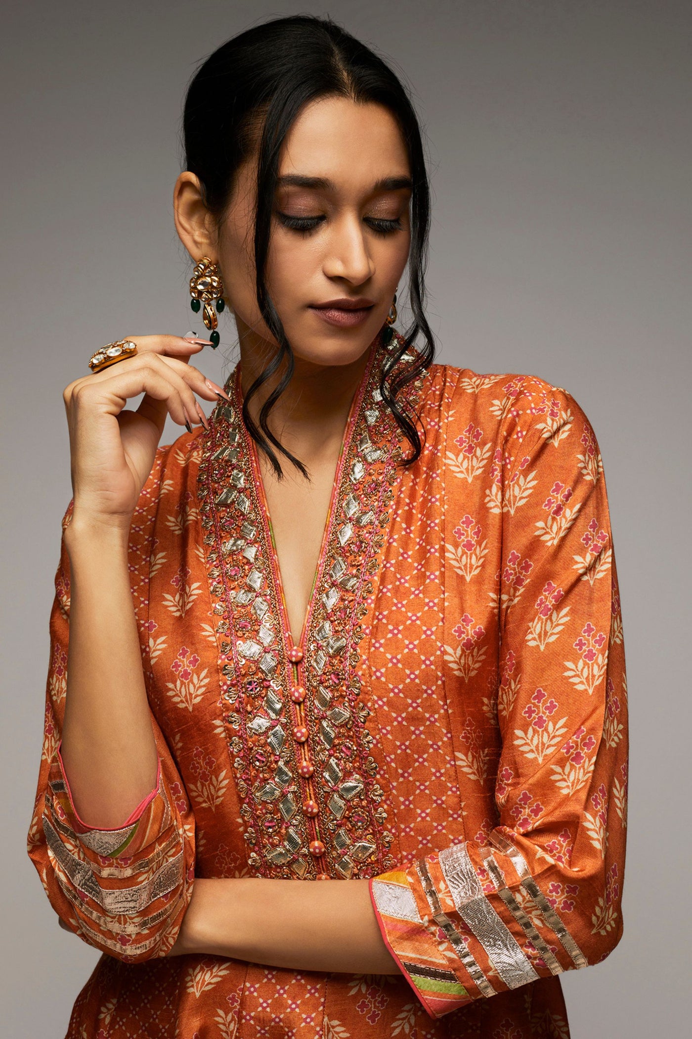 Gopi Vaid Tilla dhoti set orange indian designer womenswear fashion online shopping melange singapore