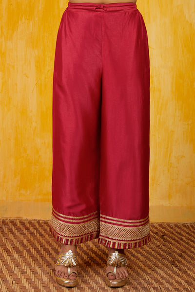 Gopi vaid Marigold Buti Tunic with Palazzo Red festive indian designer wear online shopping melange singapore