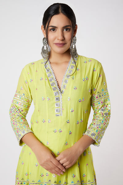 Gopi vaid Noor AG With Dhoti Lime festive indian designer wear online shopping melange singapore