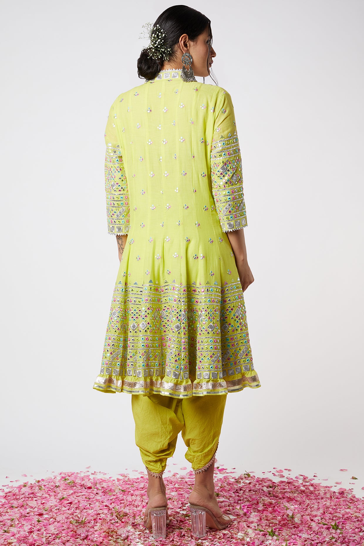 Gopi vaid Noor AG With Dhoti Lime festive indian designer wear online shopping melange singapore