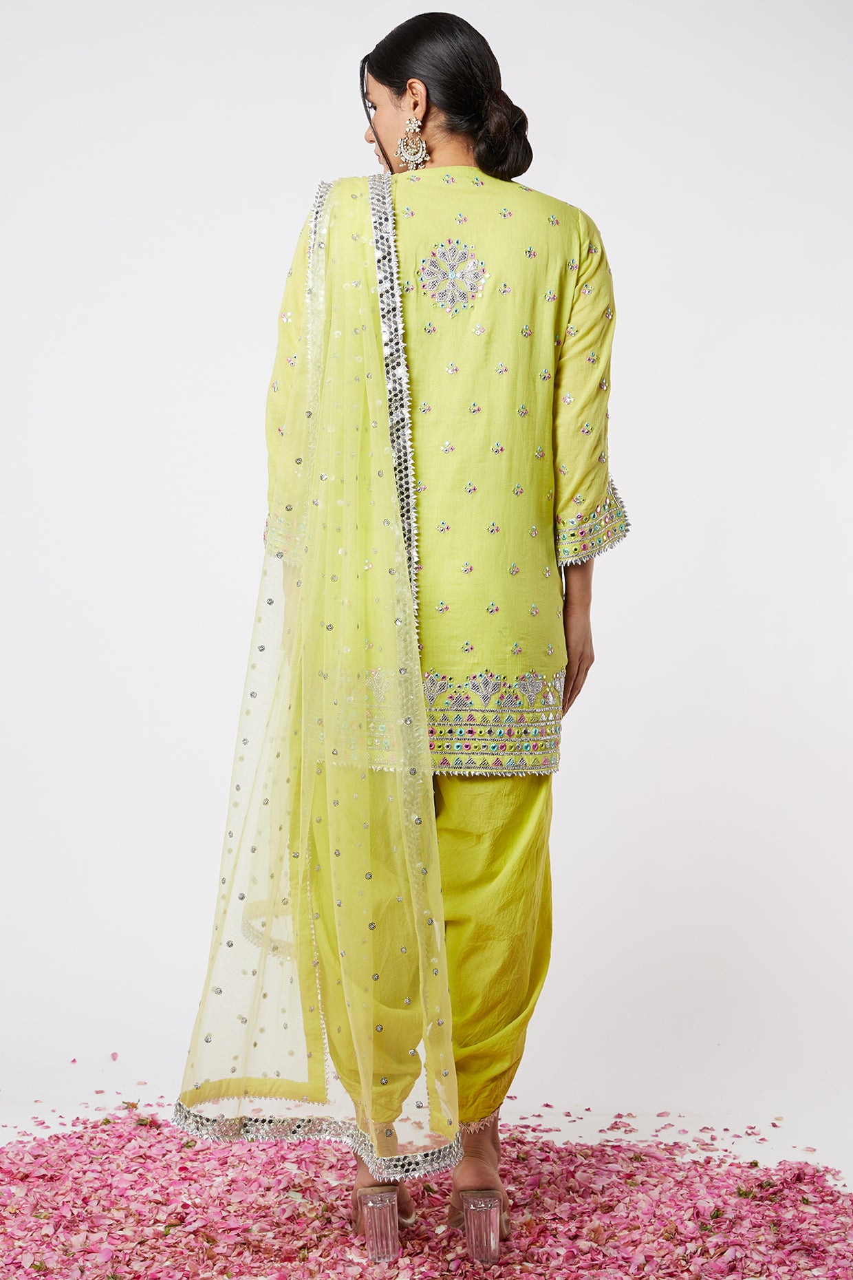 Gopi vaid Noor Dhoti Set lime festive indian designer wear online shopping melange singapore
