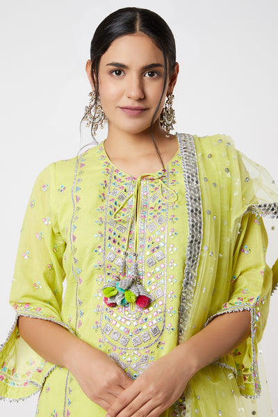 Gopi vaid Noor Dhoti Set lime festive indian designer wear online shopping melange singapore