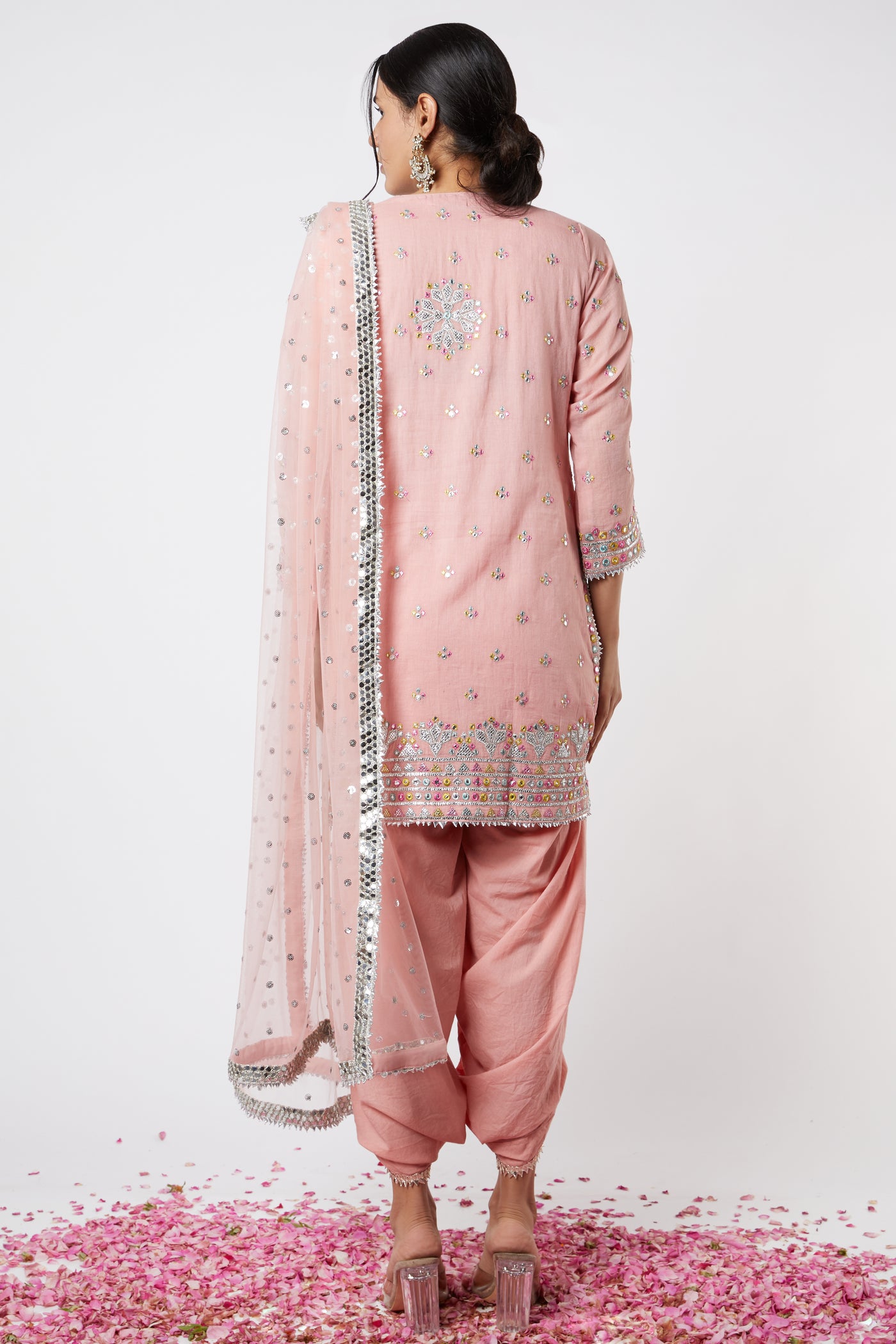 Gopi vaid Noor Dhoti Set Pink festive indian designer wear online shopping melange singapore