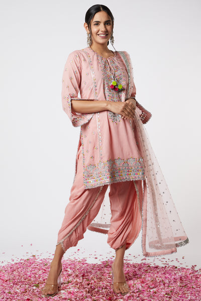Gopi vaid Noor Dhoti Set Pink festive indian designer wear online shopping melange singapore