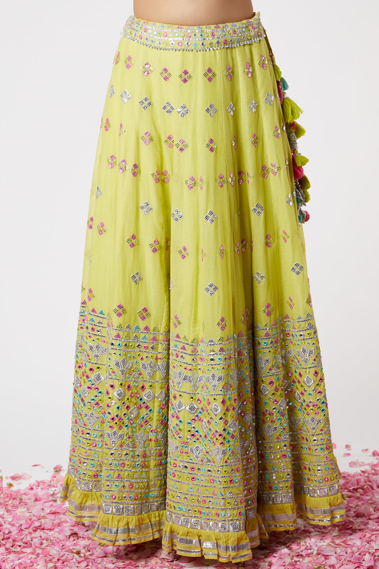 Gopi vaid Noor Lehenga Set lime festive indian designer wear online shopping melange singapore