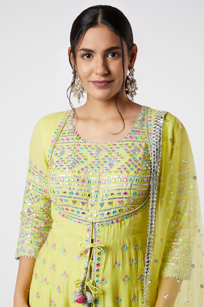Gopi vaid Noor Mughal AG Set Lime festive indian designer wear online shopping melange singapore