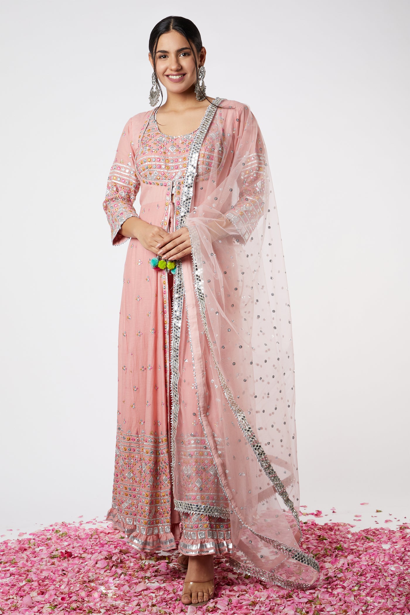Gopi vaid Noor Mughal AG Set Pink festive indian designer wear online shopping melange singapore