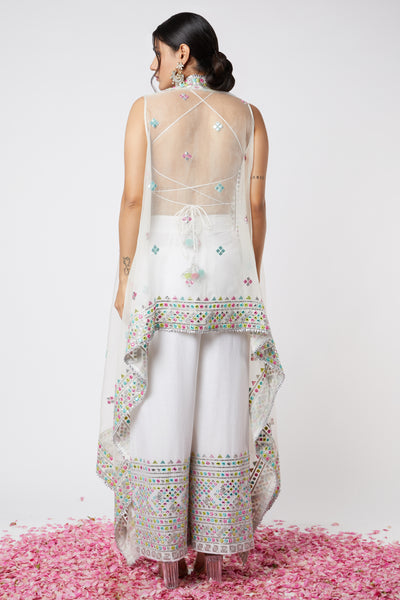 Gopi vaid Noor Pant Set ivory festive fusion indian designer wear online shopping melange singapore